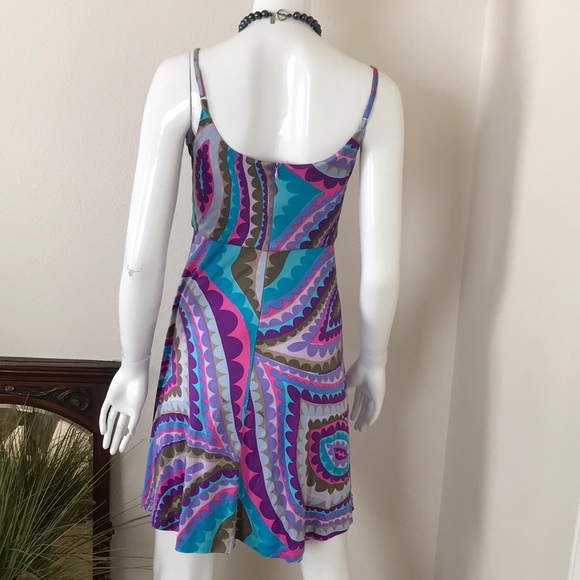 Colorful Trina Turk Silk Sun Dress Size 4 - Picture 3 of 7